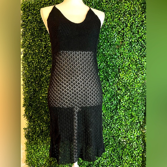 Lulus Black Crochet Swim Coverup EUC Size Medium - Picture 1 of 10